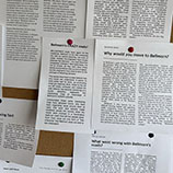 Detail of imaginary press cuttings about Bellmorn